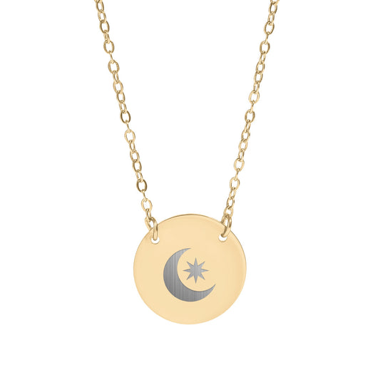 Celestial Crescent Moon and Star Pendant Necklace