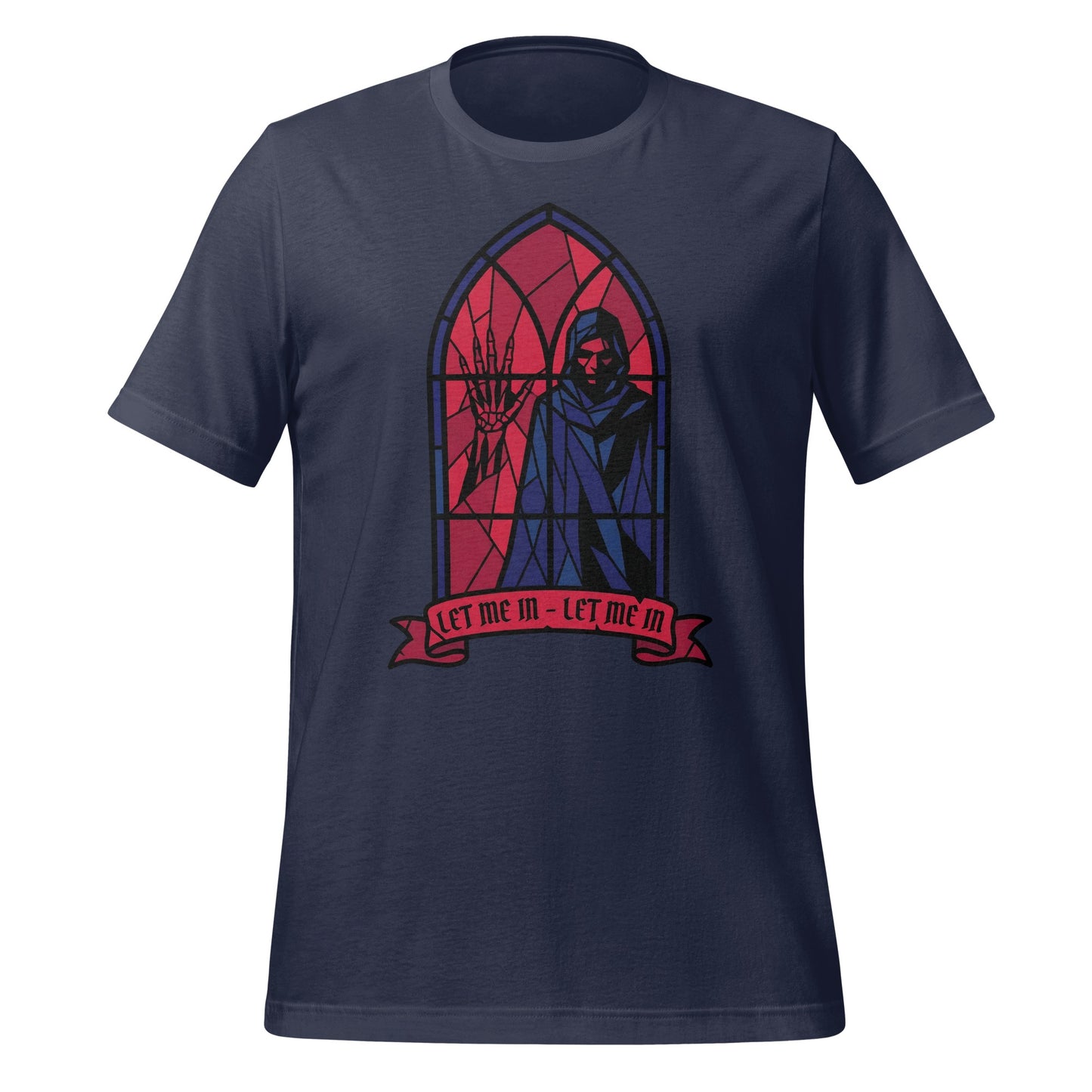 Let Me In Graphic Tee with Gothic Stained Glass Design