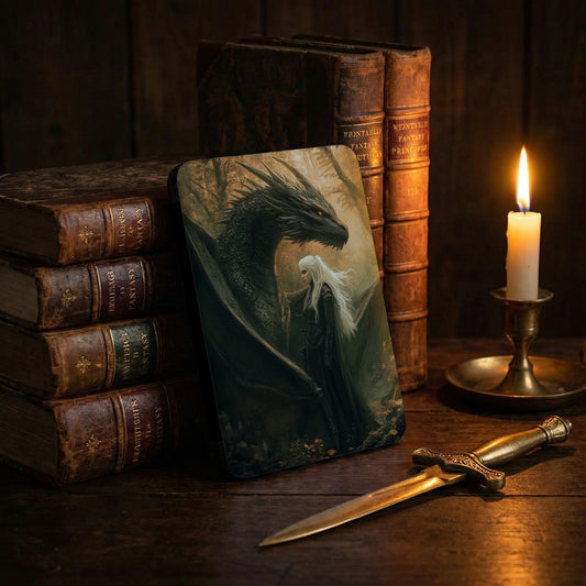 Dark Dragon White Hair Sorceress Fantasy Scene product type