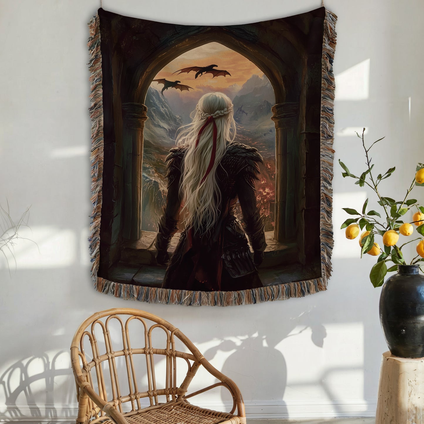 Manon Blackbeak Inspired Cozy Woven Throw Blanket