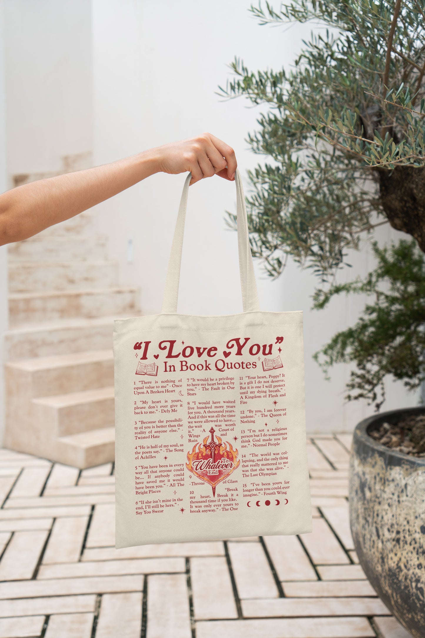 “I Love You” in Book Quotes Tote Bag