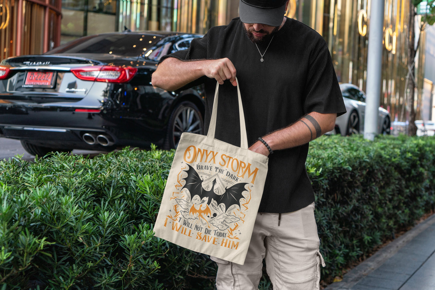 Onyx Storm Dragon Rider Tote Bag