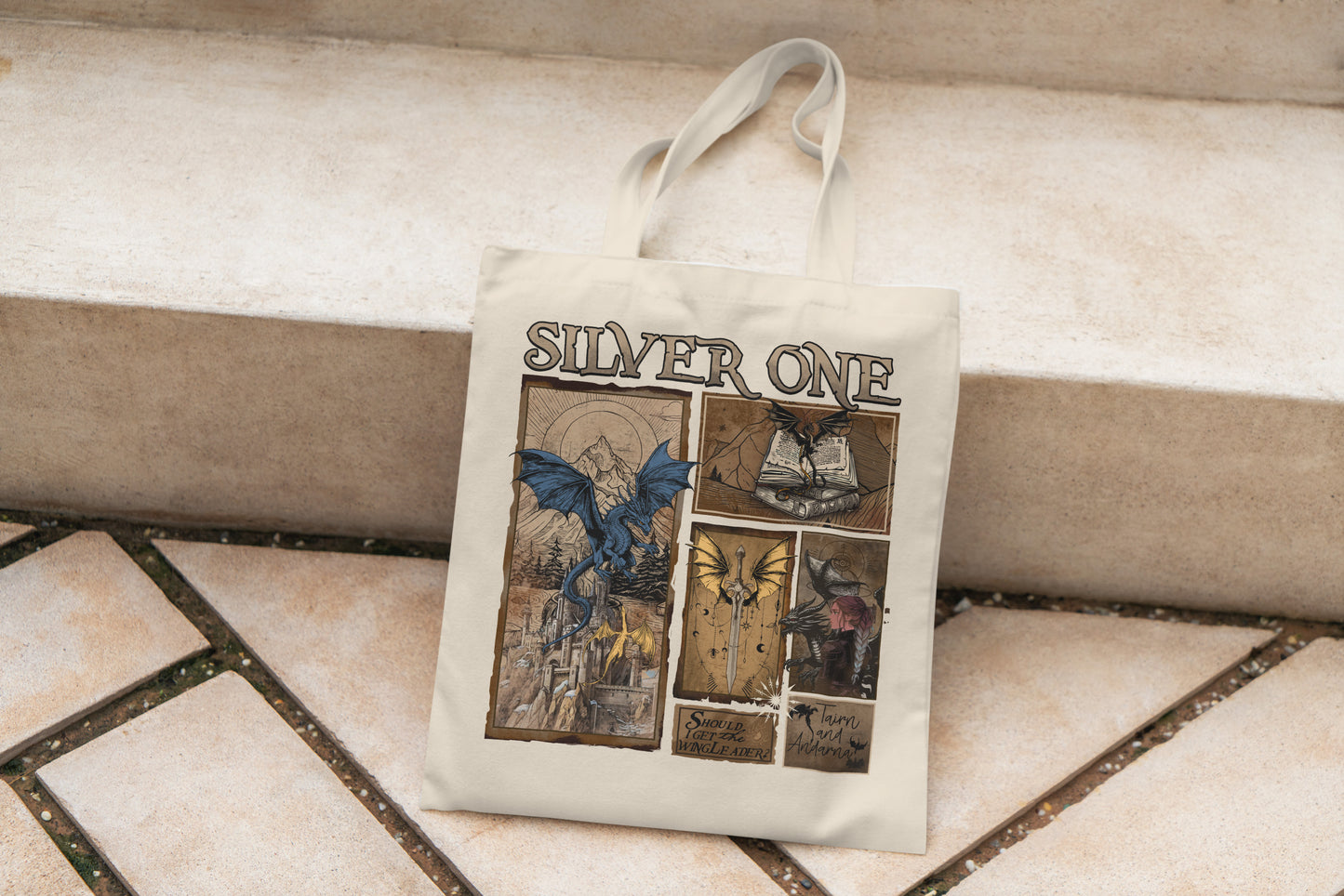 🖤 Silver One Tote Bag – Fourth Wing Dragon Rider Fantasy Merch ⚔️