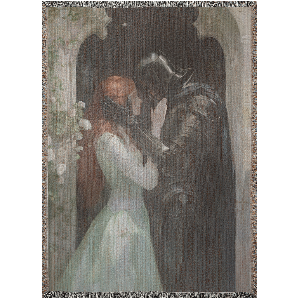 Medieval Romance Redhead Woven Throw Blanket