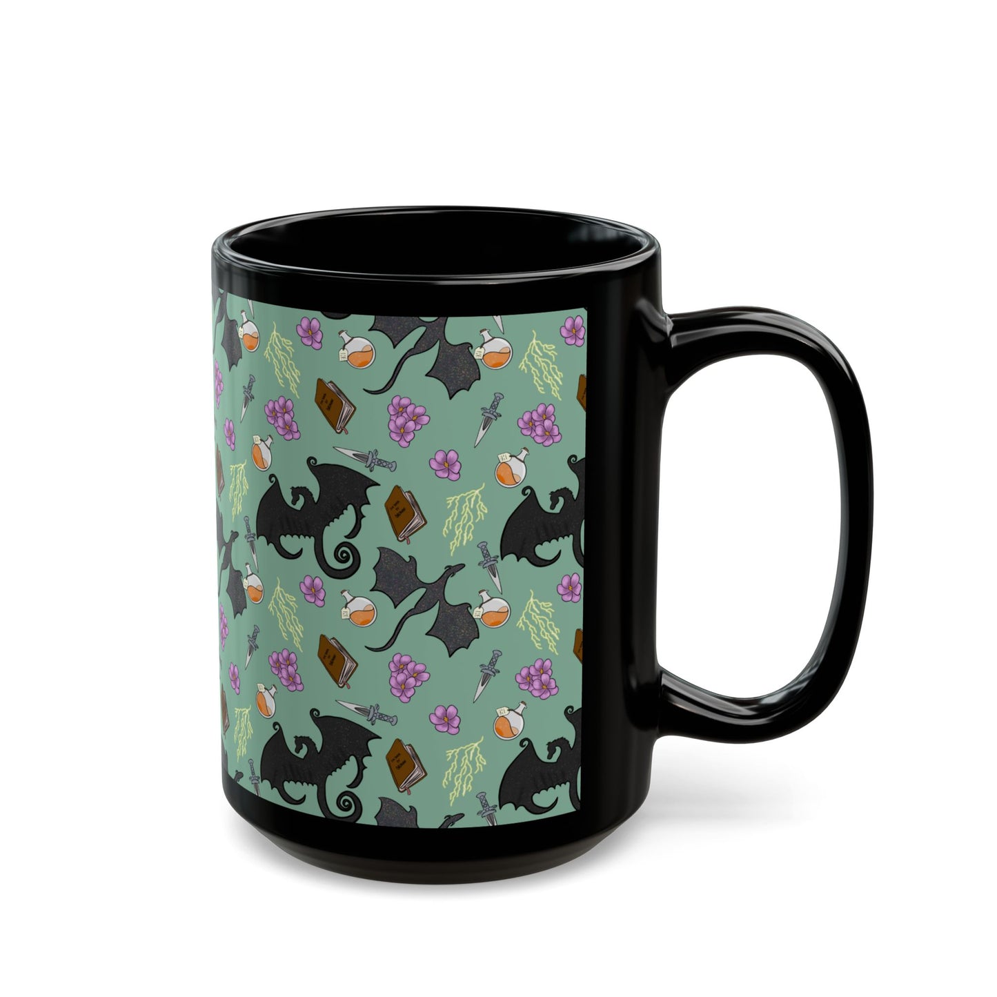 Black Fantasy Dragon Mug