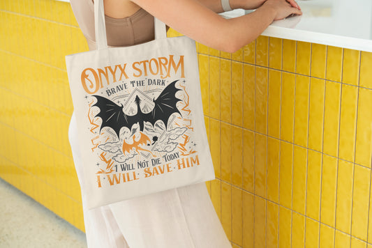 Onyx Storm Dragon Rider Tote Bag - MagicMerchEmporium