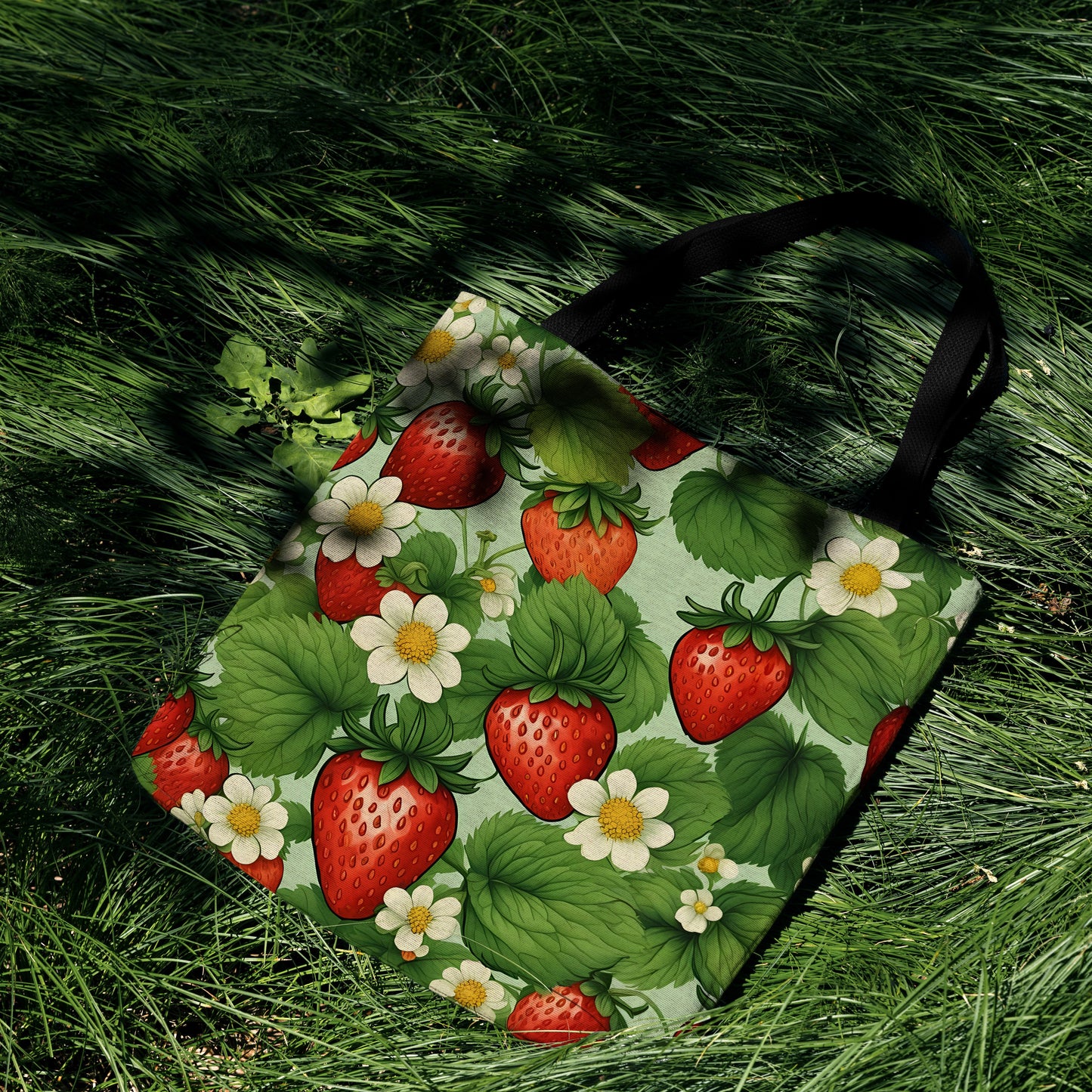 Strawberry Dreams Woven Tote Bag