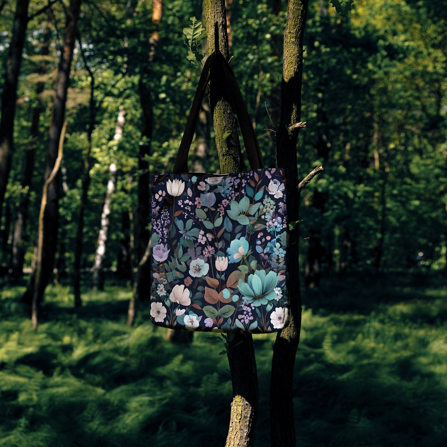 Midnight Floral Woven Woven Tote Bag
