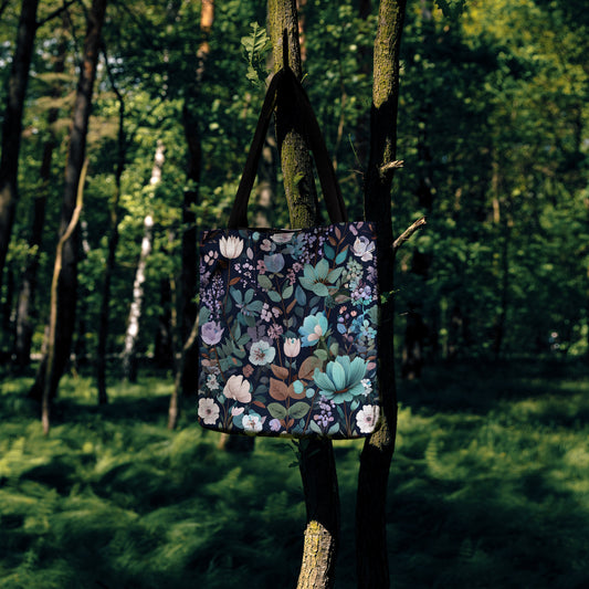 Midnight Floral Woven Woven Tote Bag - MagicMerchEmporium