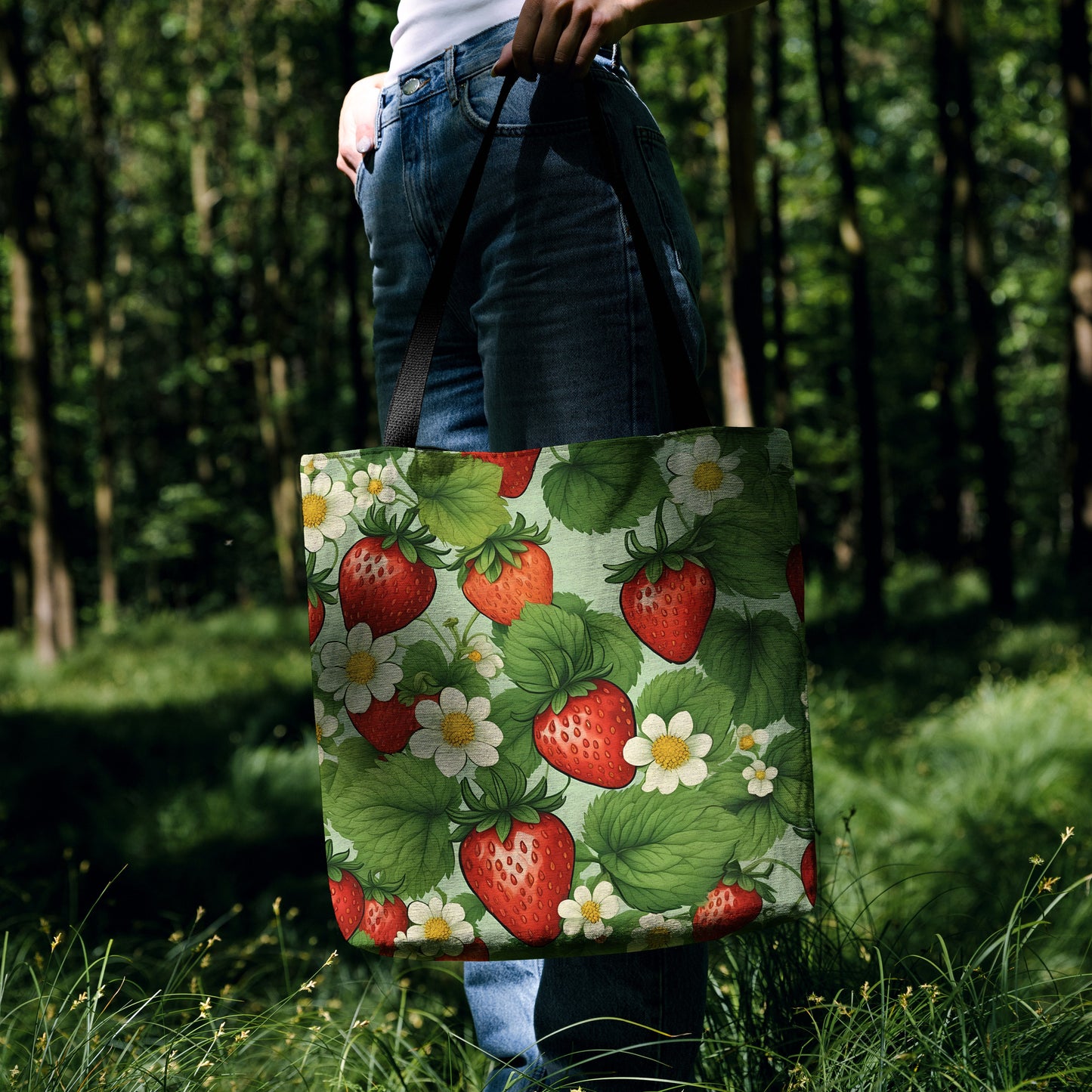 Strawberry Dreams Woven Tote Bag