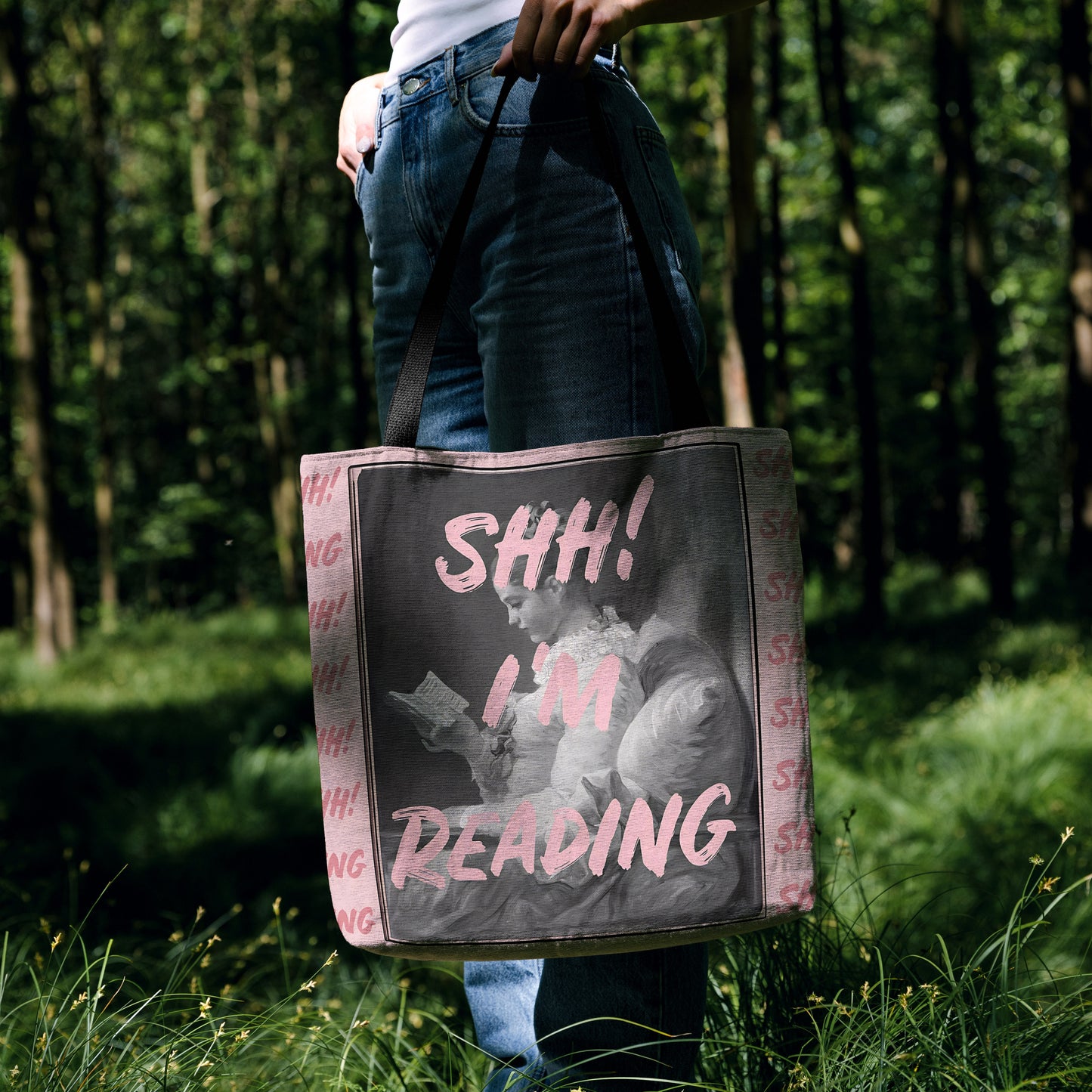 Shhh! I’m Reading Woven Tote Bag - MagicMerchEmporium