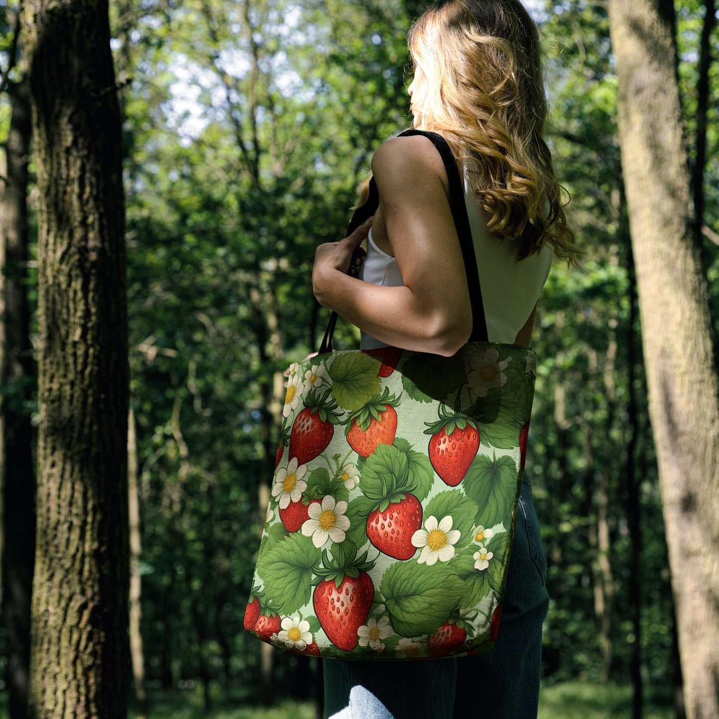 Strawberry Dreams Woven Tote Bag