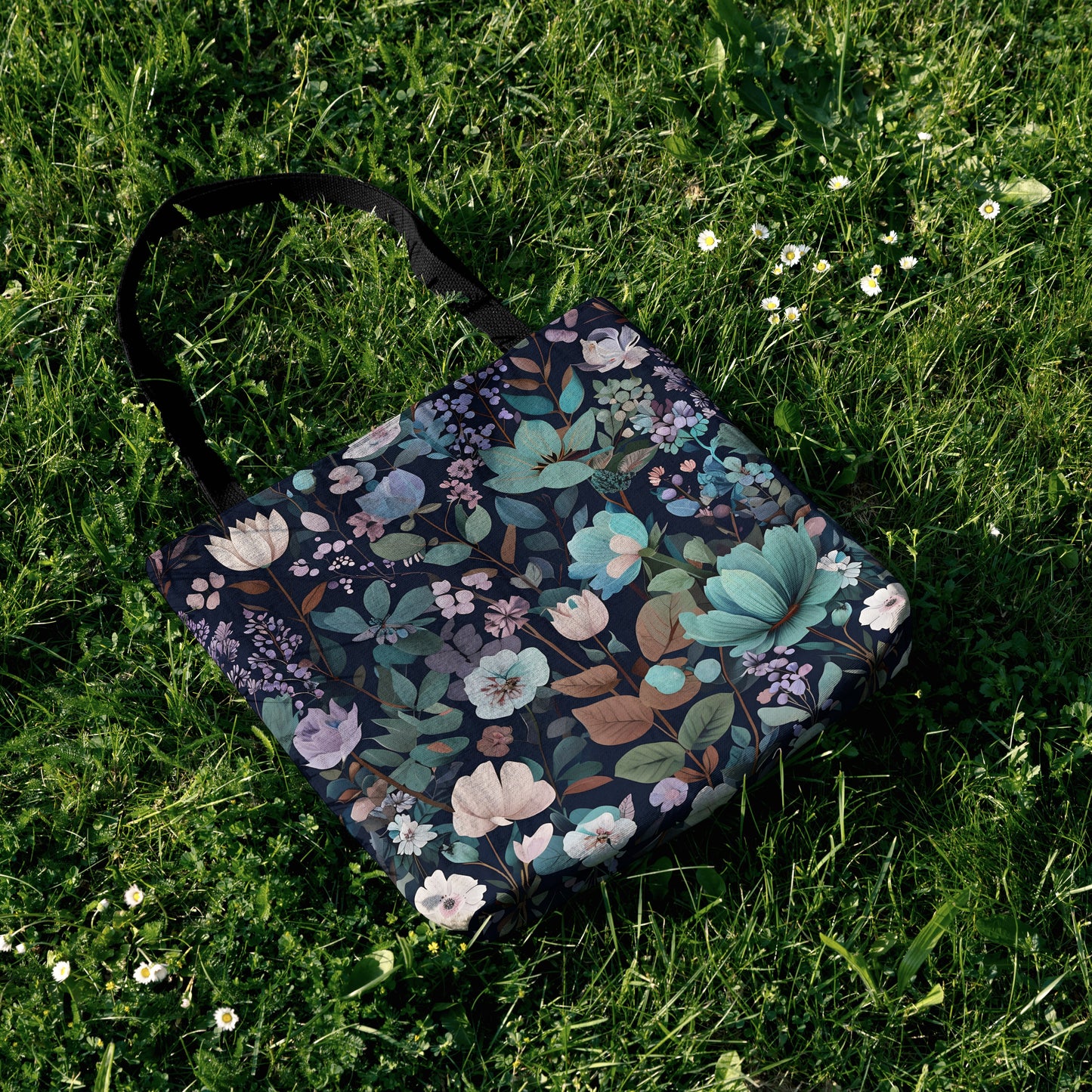 Midnight Floral Woven Woven Tote Bag