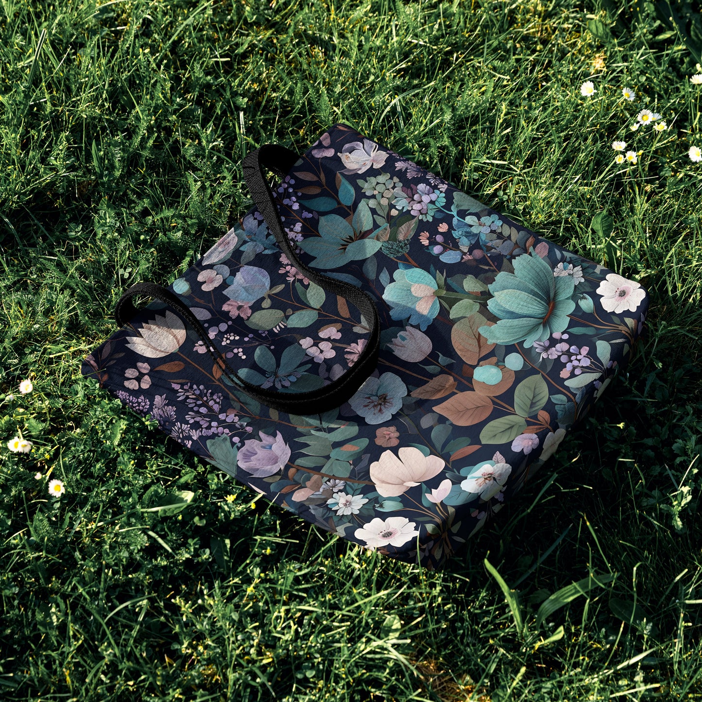 Midnight Floral Woven Woven Tote Bag