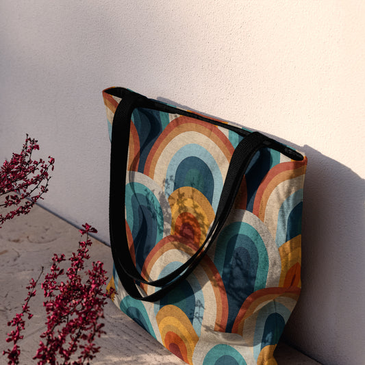 Retro Vibes Woven Tote Bag - MagicMerchEmporium