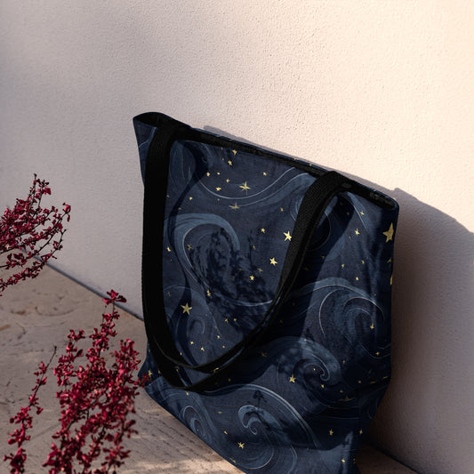Celestial Waves Woven Tote Bag - MagicMerchEmporium