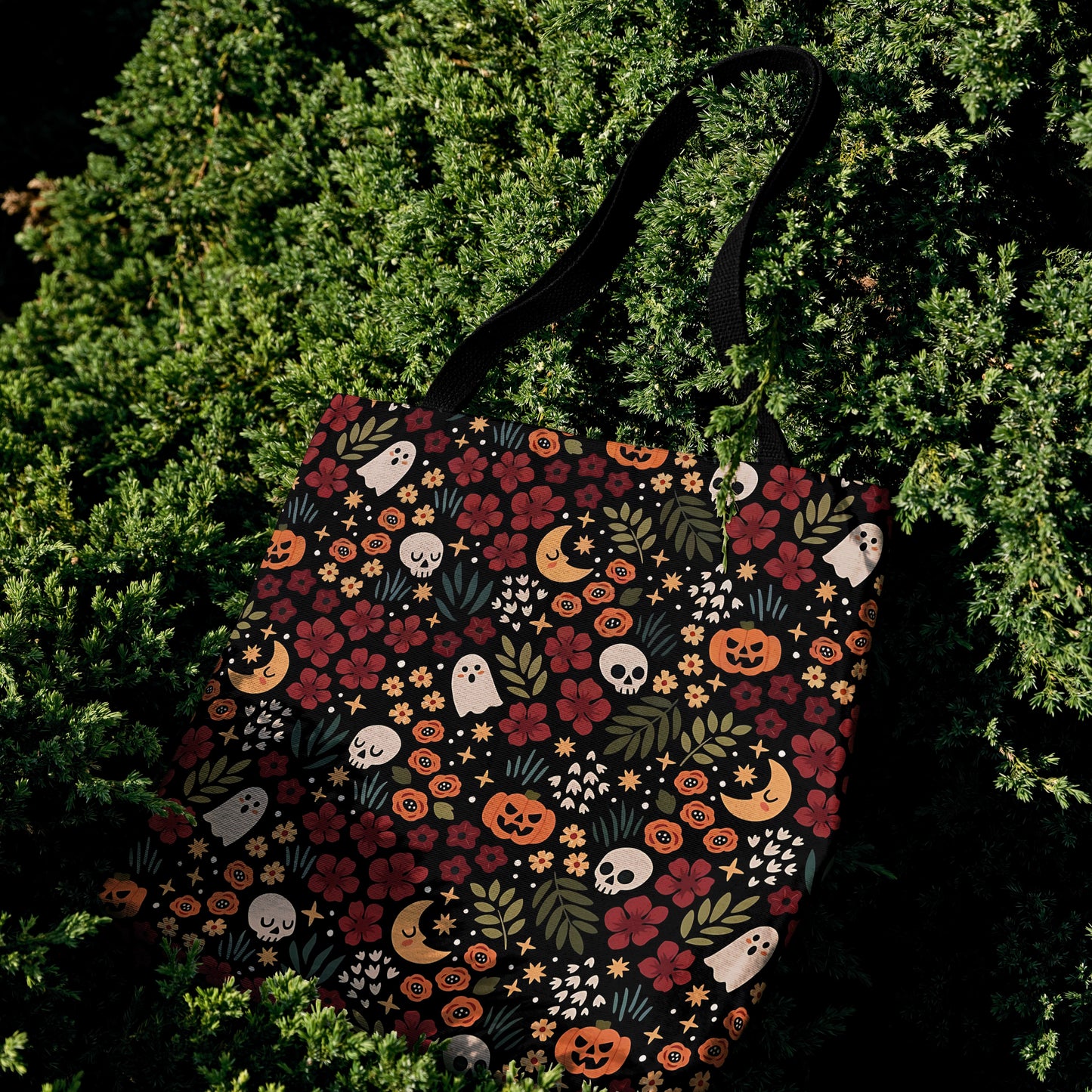 Whimsical Halloween Floral Tote Bag