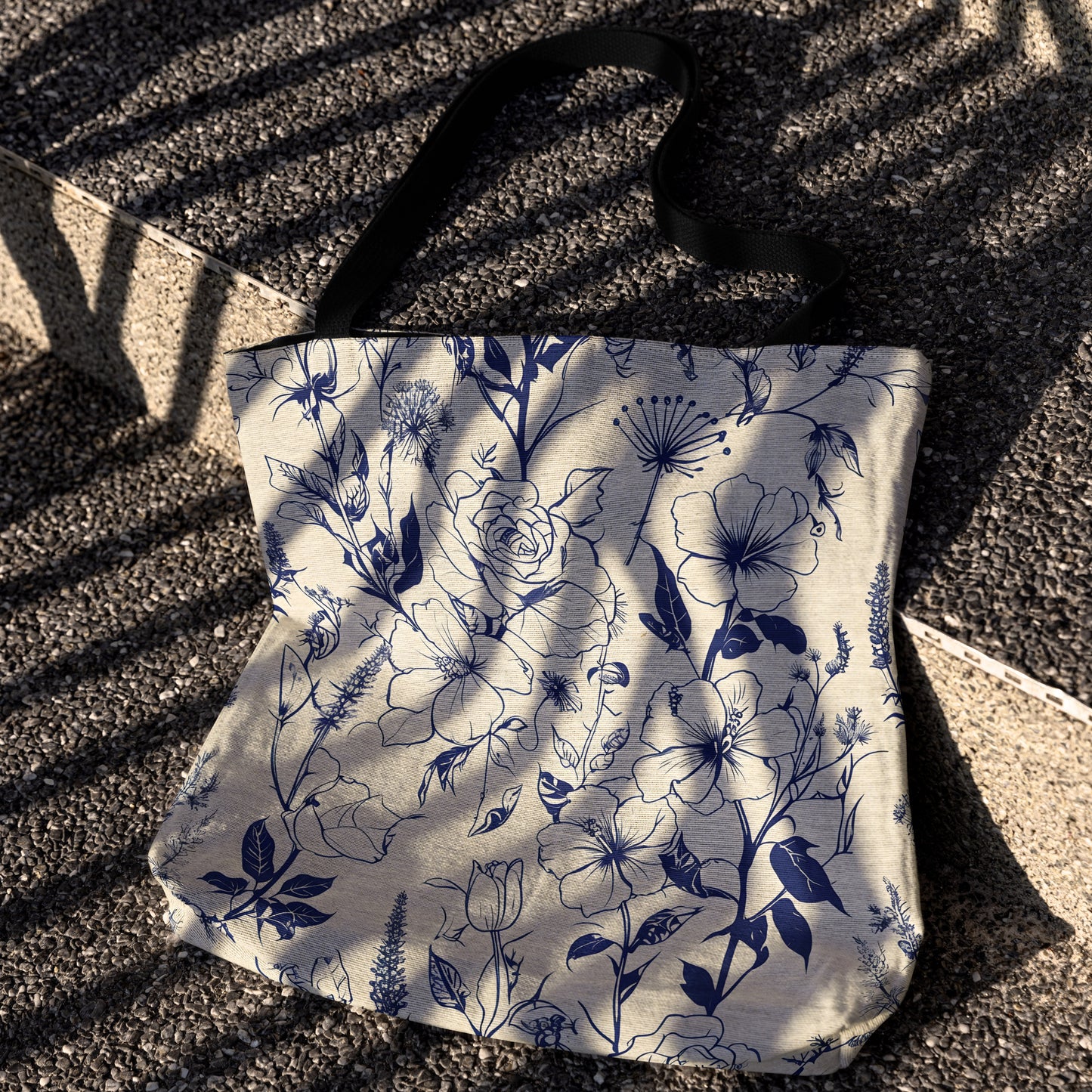 Blue Botanical Woven Woven Tote Bag