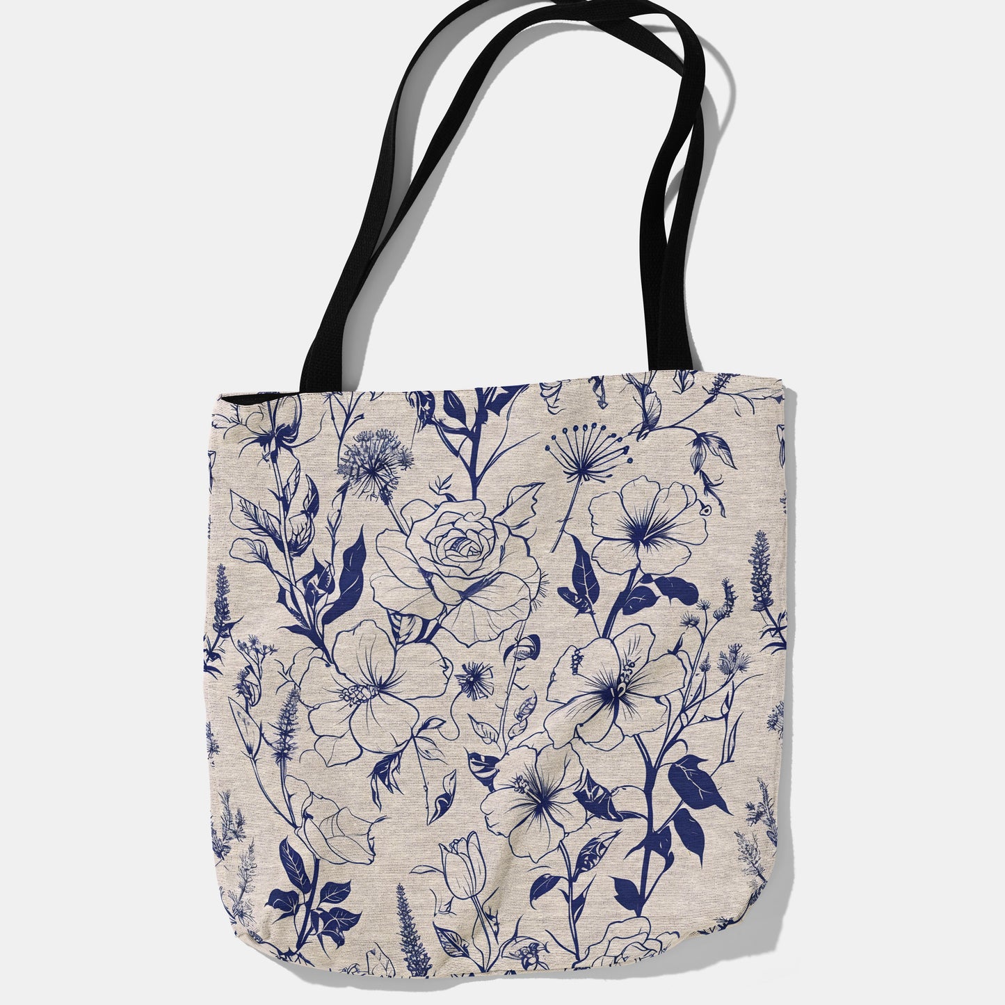 Blue Botanical Woven Woven Tote Bag