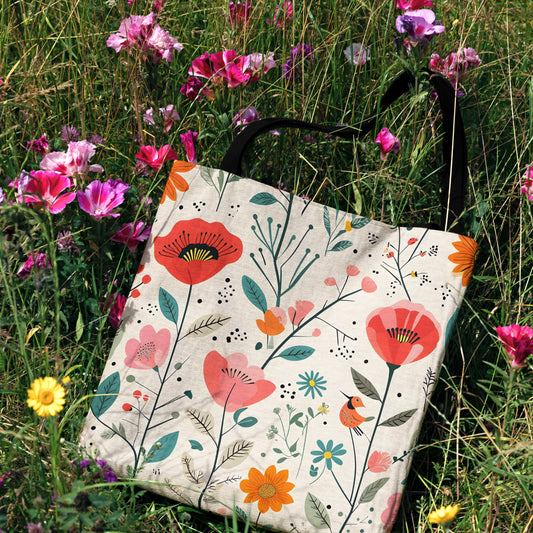 Cottagecore Floral Woven Tote Bag - MagicMerchEmporium