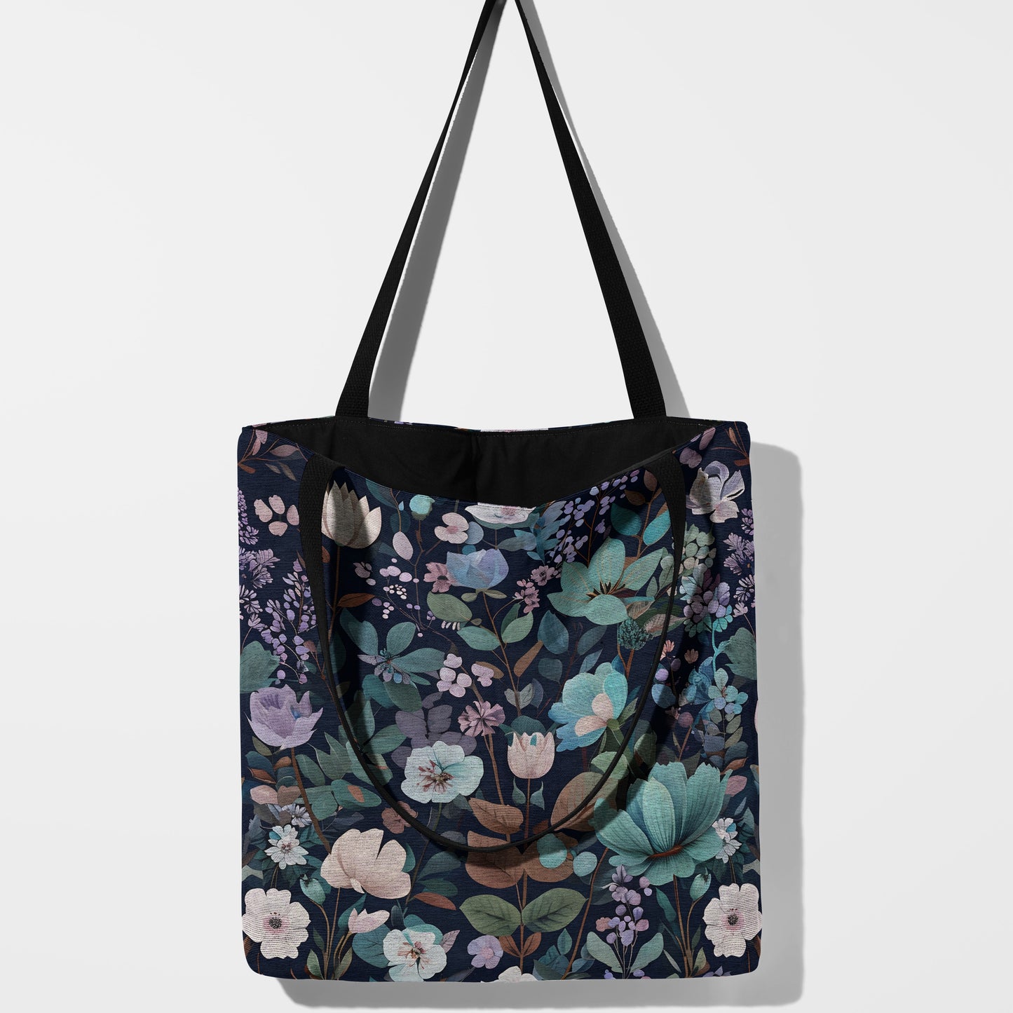 Midnight Floral Woven Woven Tote Bag