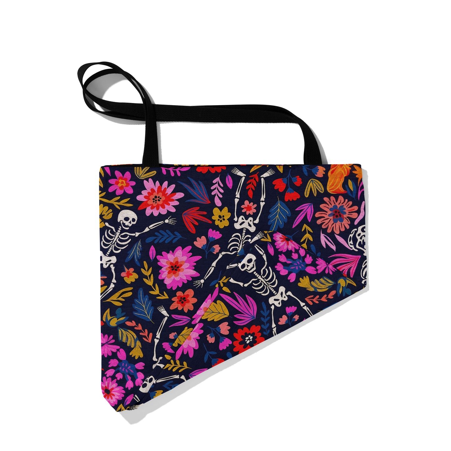 Floral Skeleton Woven Tote Bag
