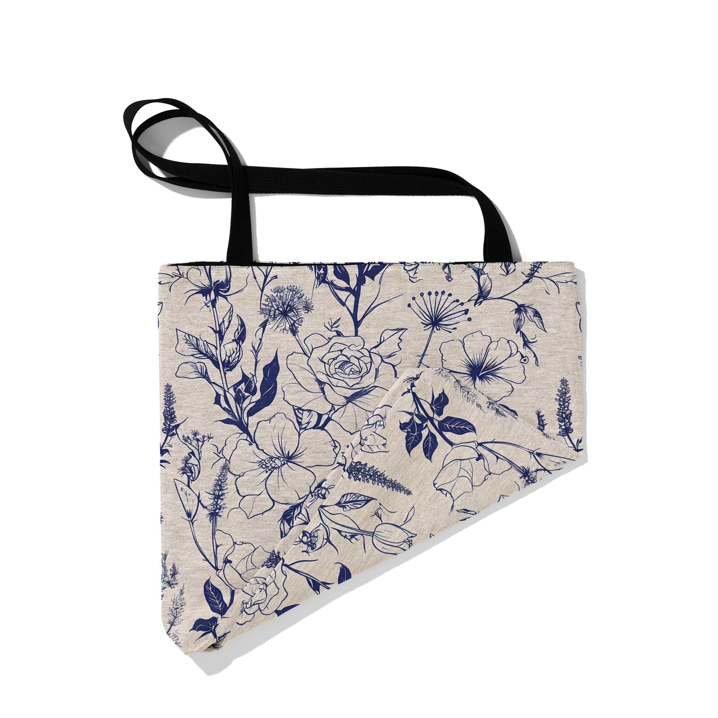 Blue Botanical Woven Woven Tote Bag