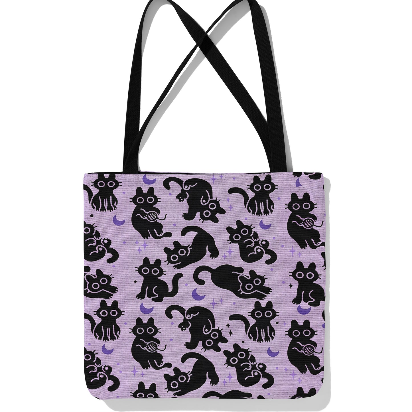Witchy Cat Woven Tote Bag