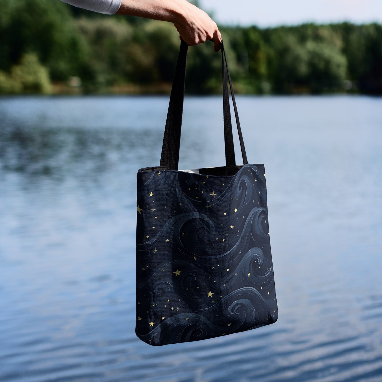 Celestial Waves Woven Tote Bag