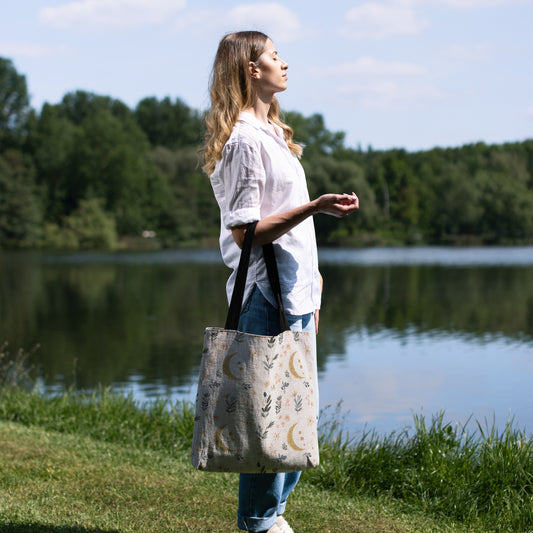 Moonlit Meadow Woven Tote Bag - MagicMerchEmporium