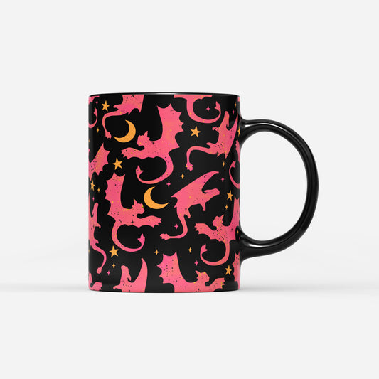 Black Pink Dragon Mug - MagicMerchEmporium