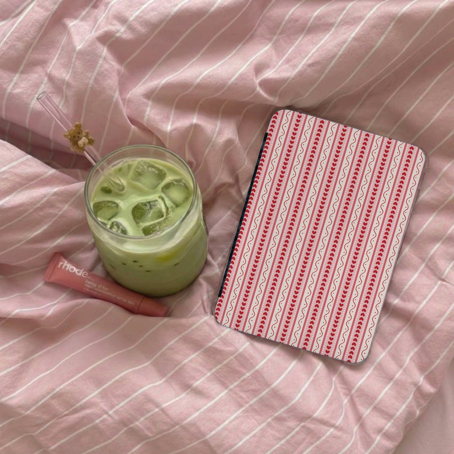 Pink Stripe and Red Wavy Pattern Tablet Case