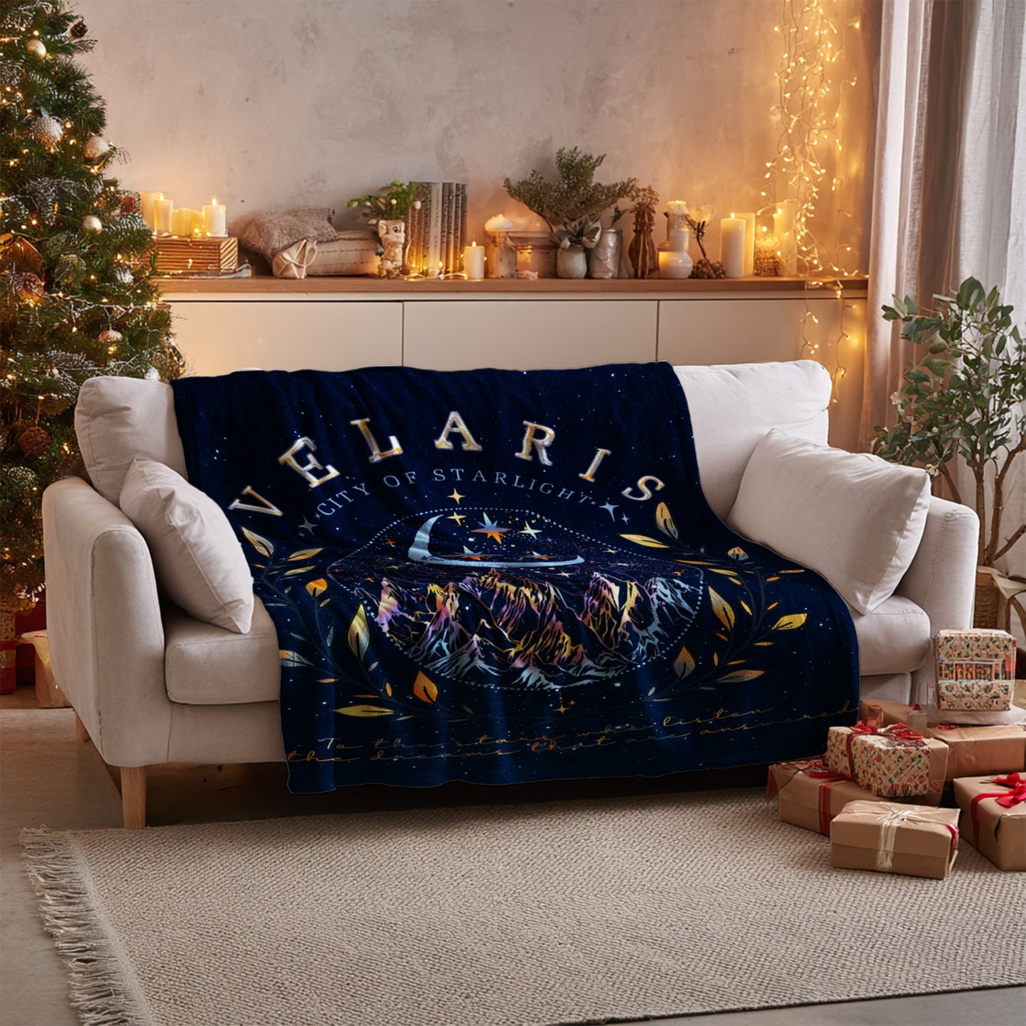 Velaris City of Starlight design throw blanket