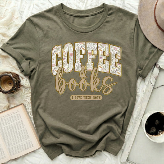 Coffee Books I Love Them Both Graphic Tee
