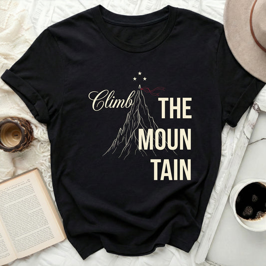Climb THE MOUNTAIN Stars Banner Graphic product type
Climb Mountain
Mountain Graphic
Adventure Tee
Outdoor Spirit
Inspirational Design
Nature Lover
Stars Detail
Black Shirt
Hiking Enthusiast
Explore Life
Graphic Apparel
Mountain Peak Art
Motivational Quote
Wanderlust Style
Summit Goal
Journey Begins
Text Print
Unique Gift
Lifestyle Brand
Outdoors Adventure