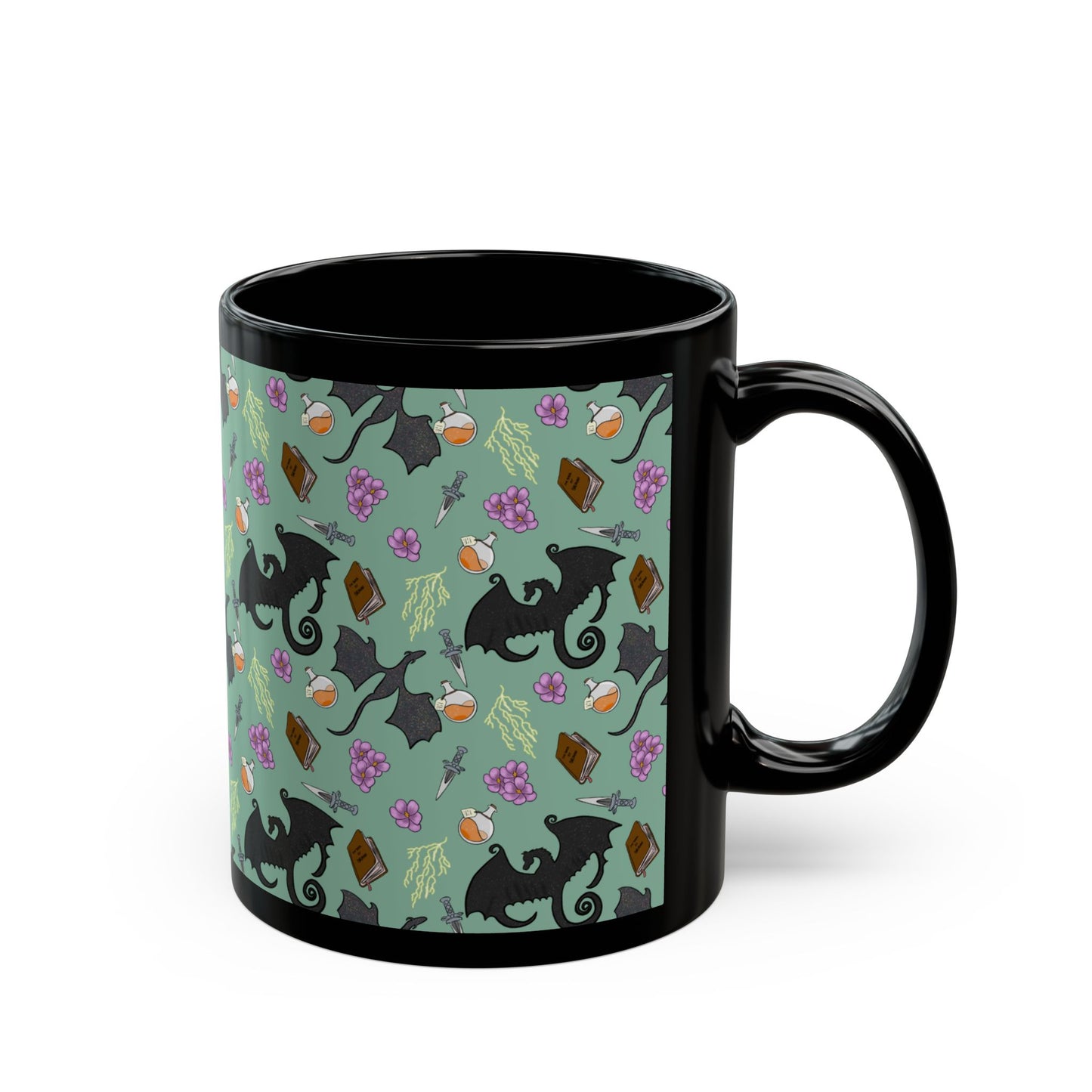 Black Fantasy Dragon Mug