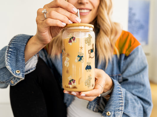 Adorable Bear Themed Jar With Bamboo Lid