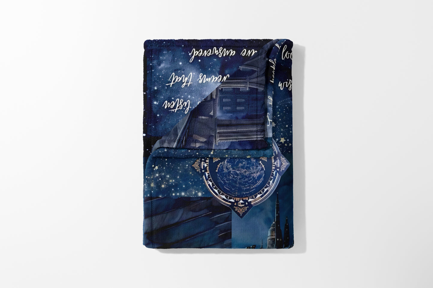 Cozy Blue Space Theme with Stars and Nebula Blanket