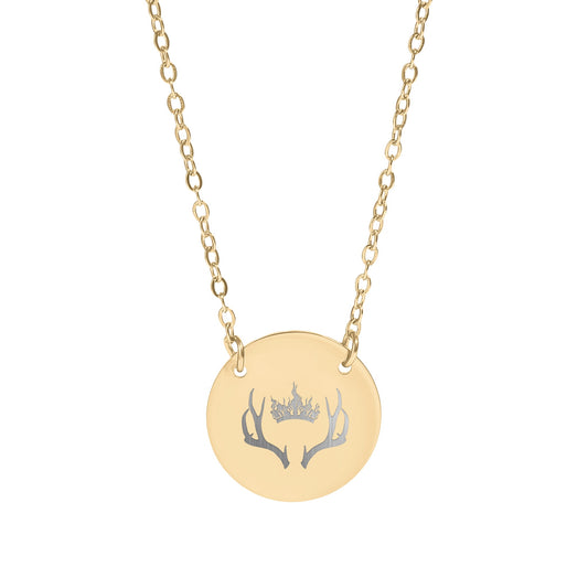 Elegant Gold Necklace with Antler Crown Design