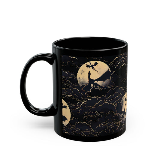 Black Moonlit Dragon Mug