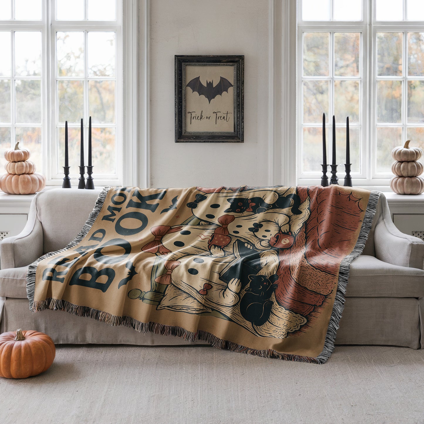 Ghostly Reads Blanket Woven Throw Blanket