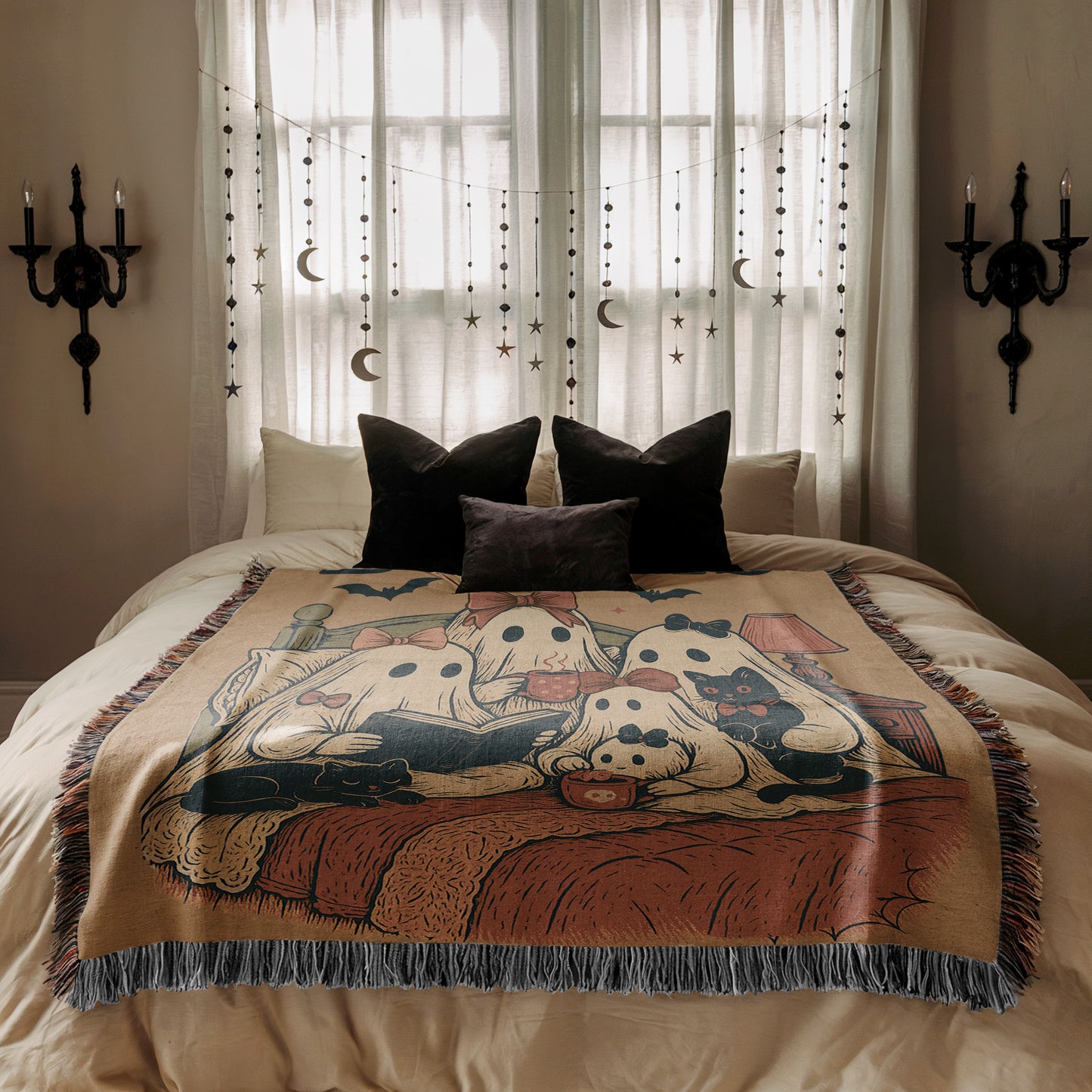 Ghostly Reads Blanket Woven Throw Blanket