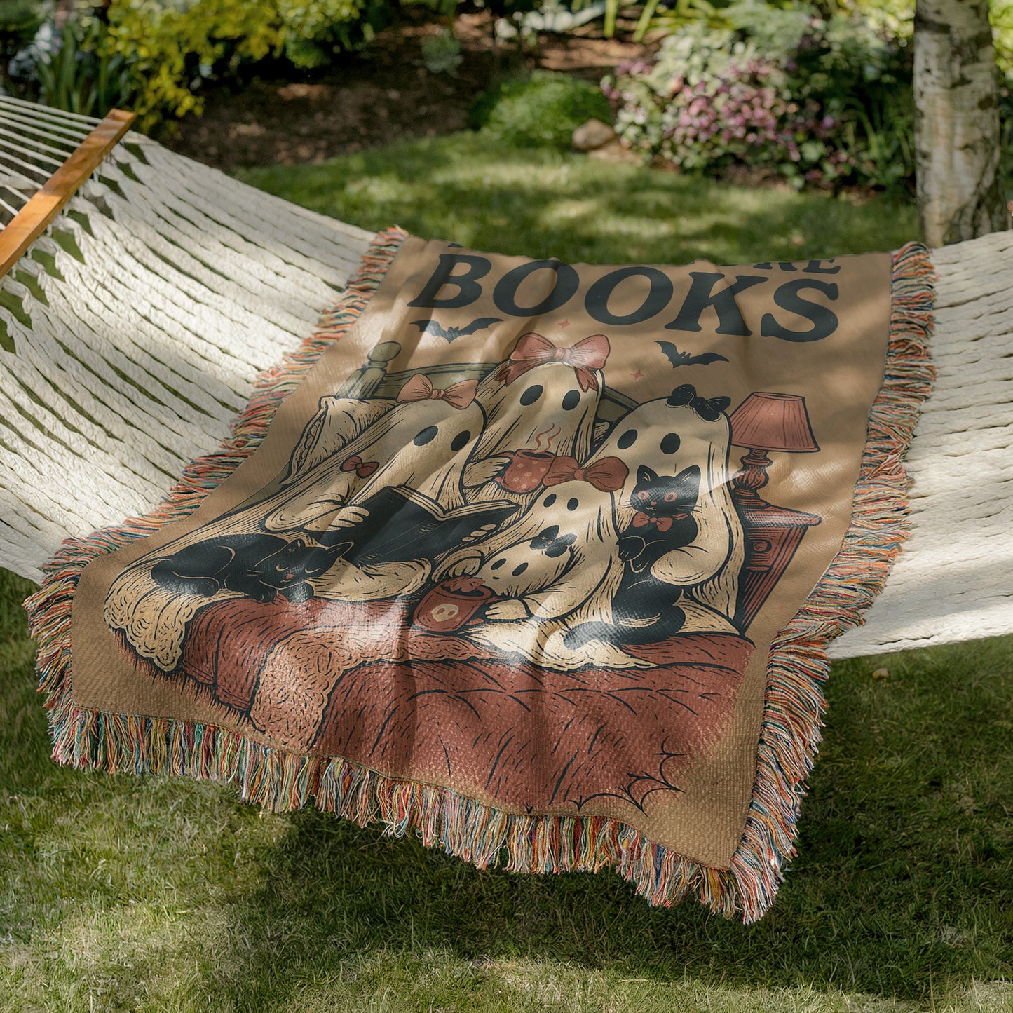 Ghostly Reads Blanket Woven Throw Blanket