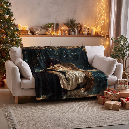 Romantic Couple Starry Night Cozy Blanket