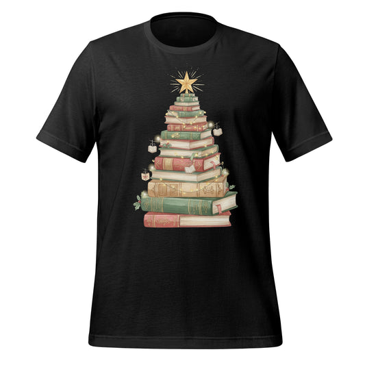 Unique Christmas Tree Made of Books T-shirt