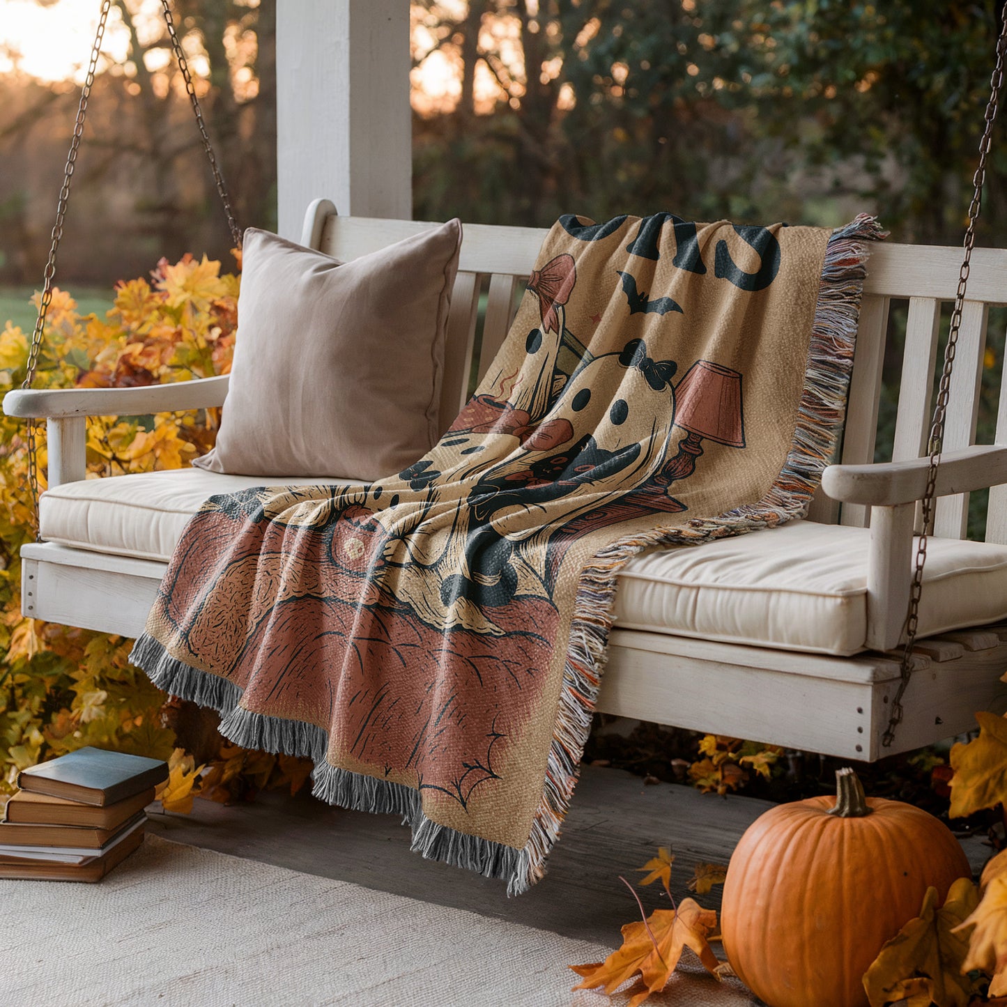 Ghostly Reads Blanket Woven Throw Blanket