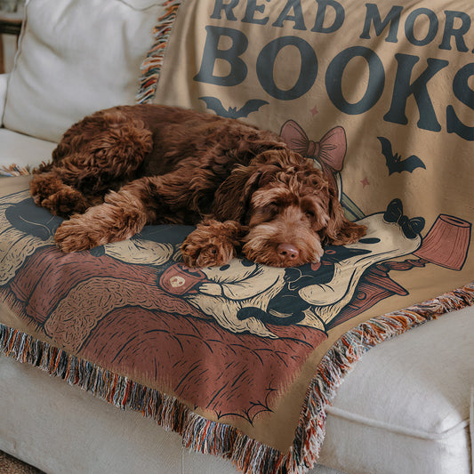 Ghostly Reads Blanket Woven Throw Blanket