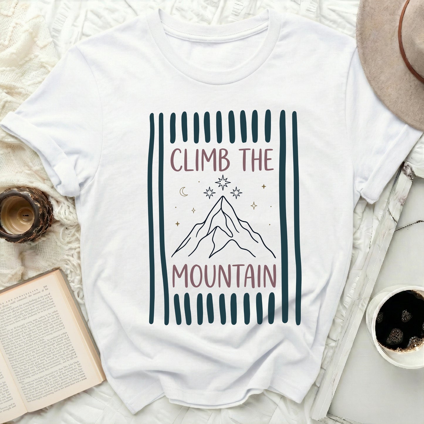 Climb The Mountain Stars Moon Graphic T-shirt product type
T-shirt
Graphic Tee
Mountain Design
Adventure Shirt
Outdoor Apparel
Nature Print
Stars Design
Moon Design
Celestial Shirt
White T-shirt
Inspirational Top
Explore Design
Unisex Shirt
Casual Wear
Gift Idea
Summer Tee
Unique Print
Journey Shirt
Wanderlust Top
Motivation Shirt