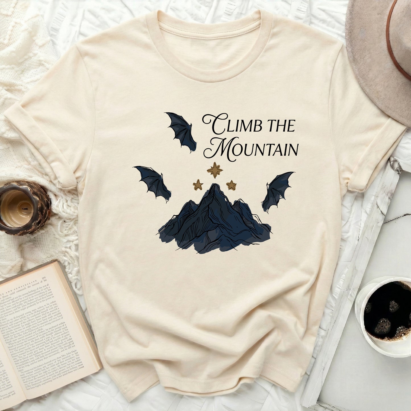 Climb The Mountain Bats Stars Nature Scene Graphic product type