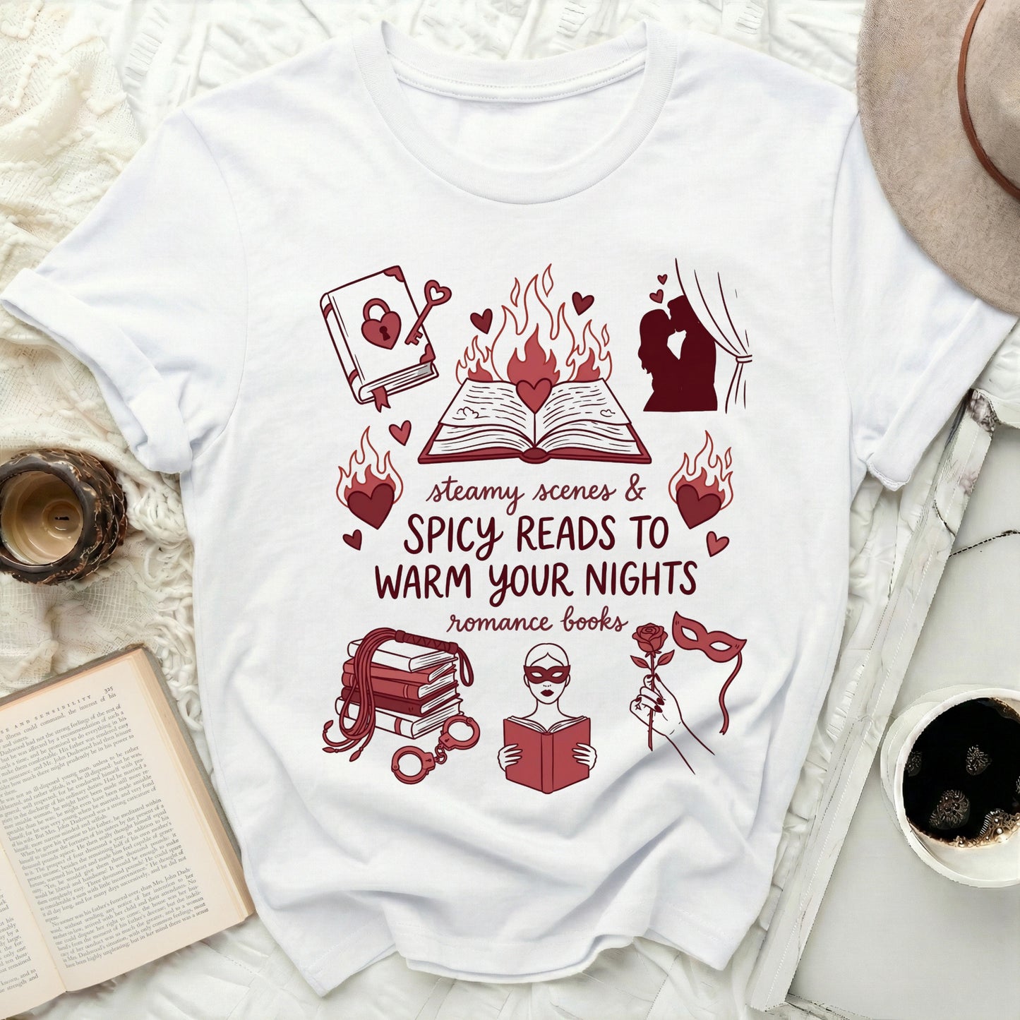 Spicy Reads TO Warm Your Nights Romance Books product type
Romance Books, Spicy Reads, Book Lover, Bookworm, Steamy Reads, Adult Romance, Reader Gift, Bookish Apparel, Literary Shirt, Novel Fan, Fiction Lover, Romantic Novels, Cozy Reading, Book Club, Passionate Reads, Bibliophile, Dark Romance, Book Aesthetic, Valentine Gift, Love Stories